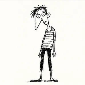 Generated Awkward Minimal Ink Cartoon visual example