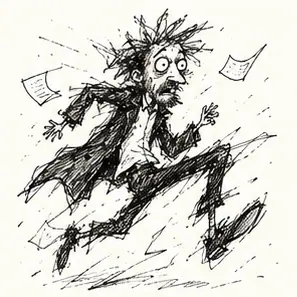 Generated Frenetic Scratch-Ink Caricature visual example