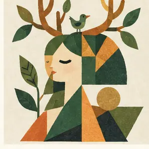 Generated Ultra-Geometric Nature Character visual example