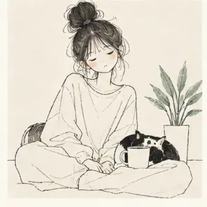 Generated Minimal Daily-Life Girl Line visual example