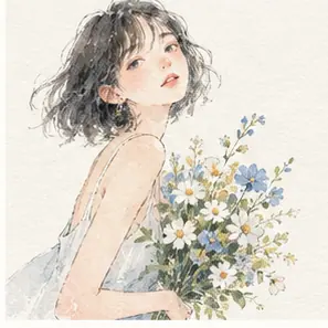 Generated Transparent Watercolor Magazine Figure visual example