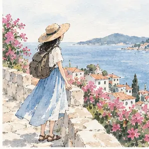 Generated Seasonal Travel Watercolor Diary visual example