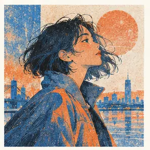 Generated Blue-Orange Grainy Chinese Editorial visual example