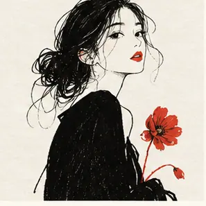 Generated Korean Black-Line Red-Accent Editorial visual example