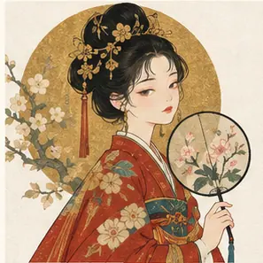 Generated New-Guochao Flat Gongbi visual example