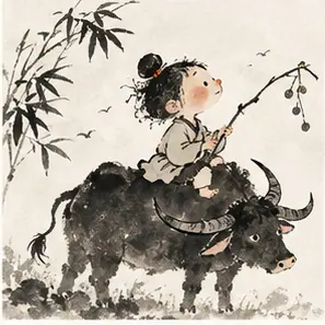 Generated Contemporary Chinese Ink Picturebook visual example
