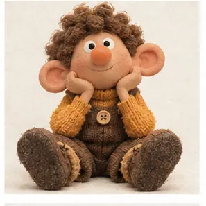 Generated Retro 70s Tactile Wool & Clay Stop-Motion Puppet visual example