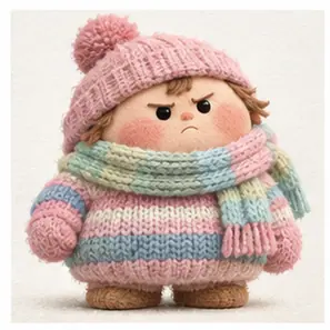 Generated Chubby Pastel Knitted Toy 3D Character visual example