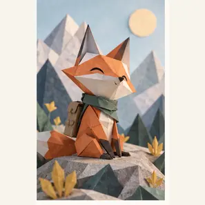 Generated Vox 3D Origami Collage Animation visual example