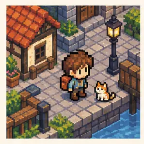 Generated Isometric Pixel Town Character visual example