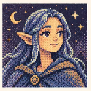 Generated Dithered Pixel Fantasy Portrait visual example