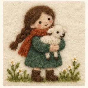 Generated Needle-Felted Flat Character visual example