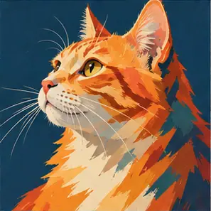 Generated Graphic Color-Block Cat visual example