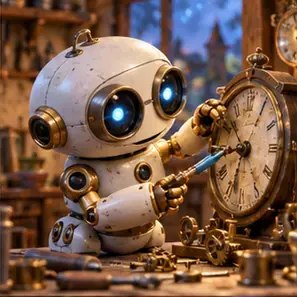 Generated Rounded CGI Clockwork Robot visual example