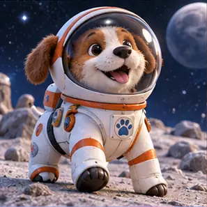 Generated Glossy Astronaut Dog visual example