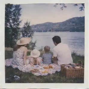 Generated Instant-Film Family Picnic visual example