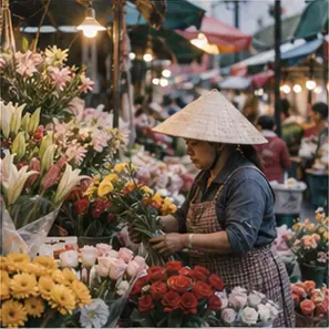 Generated Documentary Flower-Market Vendor visual example