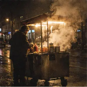 Generated High-Grain Night Food Cart visual example
